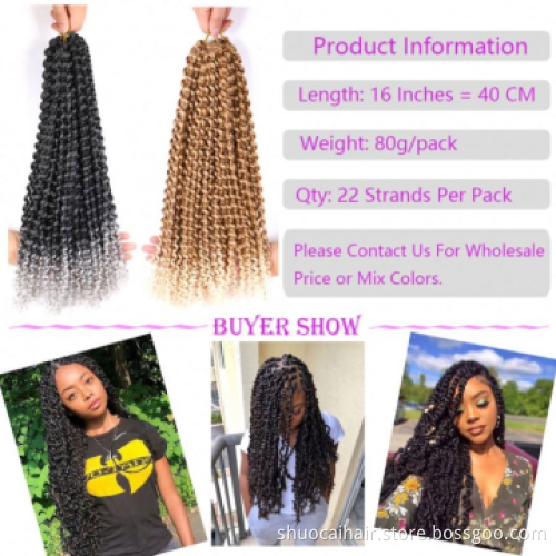 Passion Twist Hair Ombre Blonde Bohemian Water Wave Crochet Hair for Black Women Synthetic Braiding Hair Extension